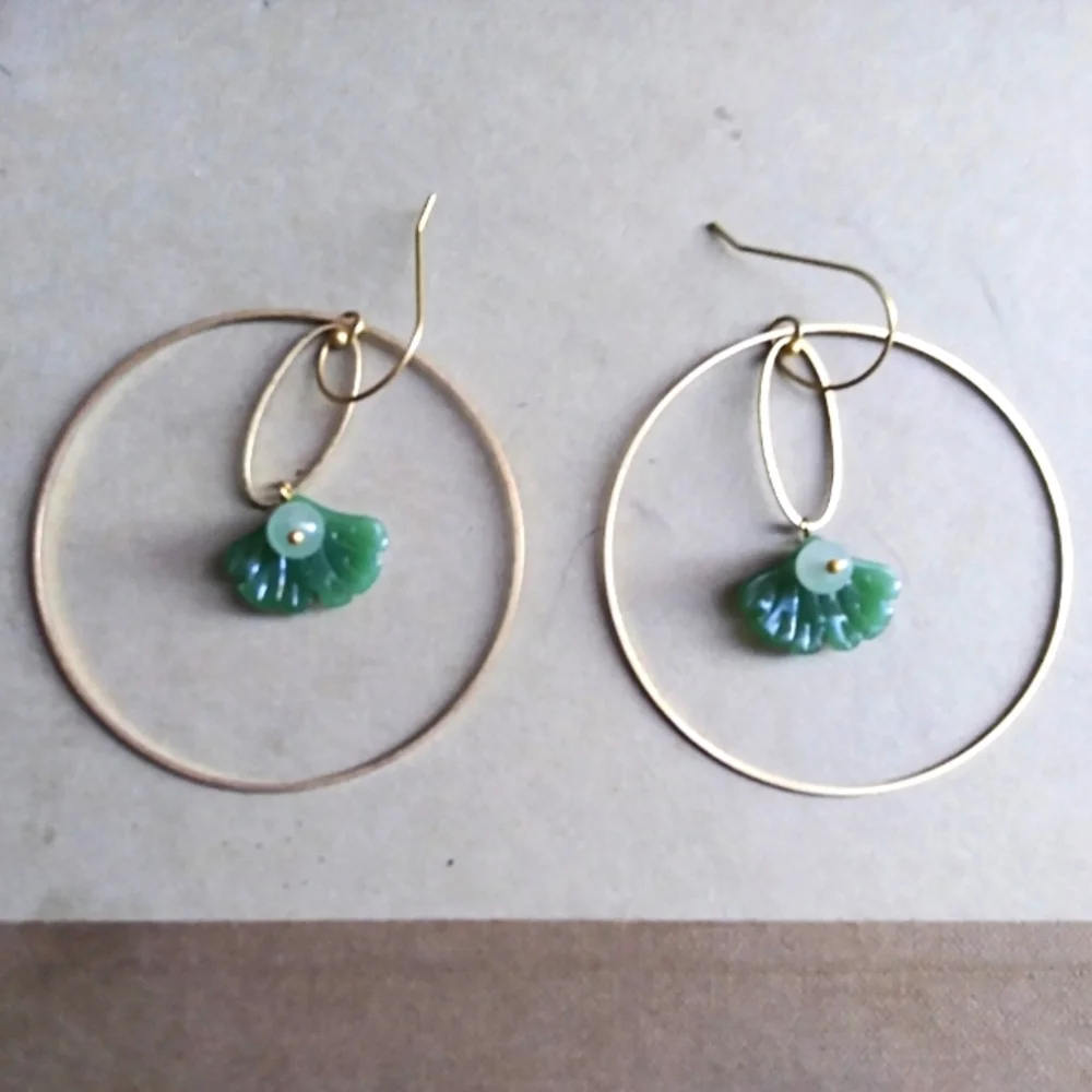 XXL 'Gingko' Dangle Hoops - Picture 2 of 3